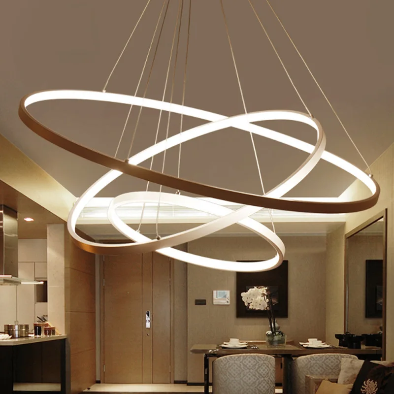 

Modern Aluminum LED Pendant Light Gold-plated Steel Wire Hanging Wire Lamps and Lanterns In Living Room, Bedroom and Dining Room