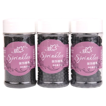 

2/4/7mm black candy beads for Cake decoration , black pearl candy mini beads for baking decoration 85g