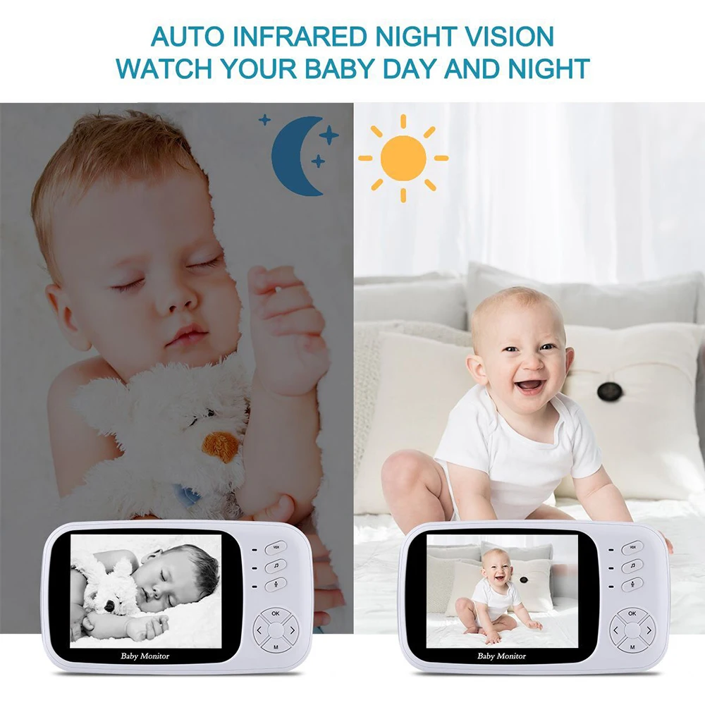 

2.4G Wireless 3.2 inch Video Color Baby Monitor High Resolution Baby Nanny Security Camera Night Vision Temperature Monitoring