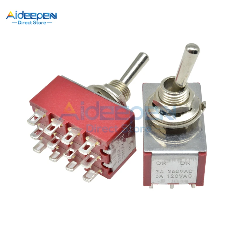 MTS-102/103/202/203/302/303/402/403/123/223 Mini Toggle Switch 125V/6A 250V/3A 3/6/12 Pin 2/3 Position Copper/Silver Contact - Цвет: 402 13x22MM Silver