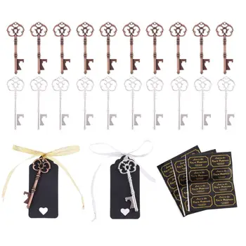 

50x Vintage Key Shape Beer Bottle Opener with Tags Wedding Party Favors Souvenir