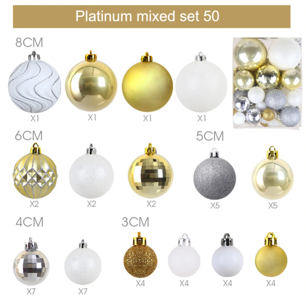 50 Pcs Merry Christmas Tree Decor Ball Ornaments Xmas Tree PVC Ball Hanging Christmas Decorations for Home Navidad - Цвет: A3