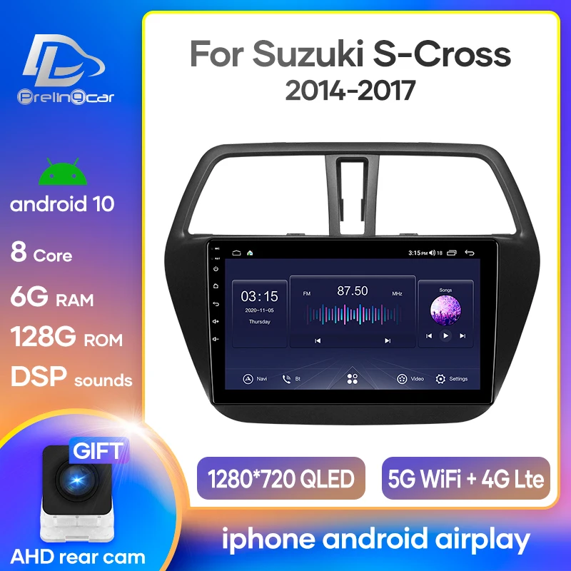 4G LTE Android 10 0 Автомобильный gps мультимедийный видеоплеер в тире для Suzuki S-cross 2014 null 2017