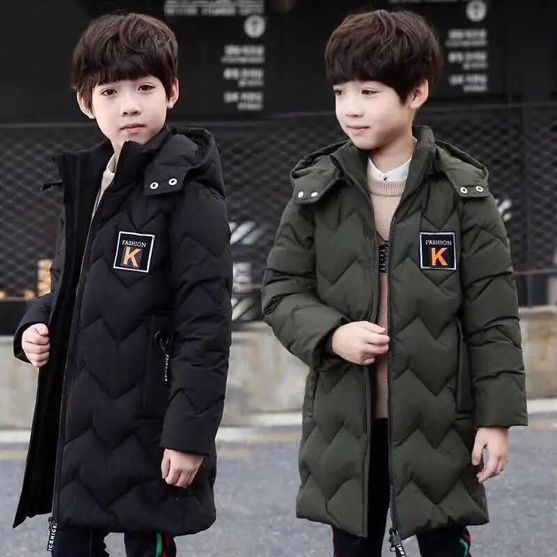 

-30 degree children clothing 12 boy clothes warm winter down cotton jacket Hooded coat waterproof thicken outerwear kids parka
