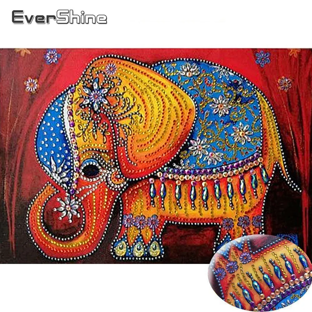 EverShine 5D Diamond Painting Elephant Special Shaped Embroidery Cartoon Picture Of Rhinestone Animals | Дом и сад