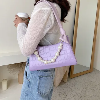 

Luxury Handbags Women Bags 2020 Fashion Pearl PU Leather Shoulder Bag Vintage Female Underarm Clutch Bag Purse mini Casual Totes