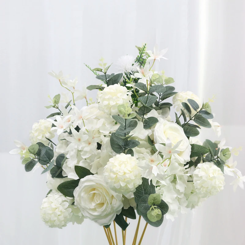 JAROWN 40cm Silk Artificial Rose Hydrangea Flower Ball Wedding Centerpieces Arrangement Decor Wedding Party Backdrop Flores Accessories (33)