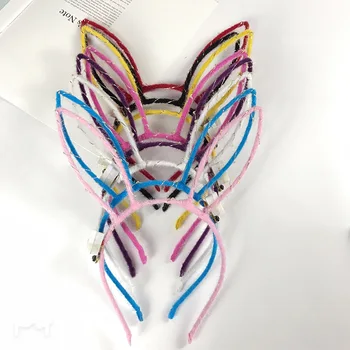 

Cute Women Girls LED Flashing Bunny Rabbit Ears Hair Hoop Glowing String Lights Plush Cloth Wrapped Headband Party Supplies