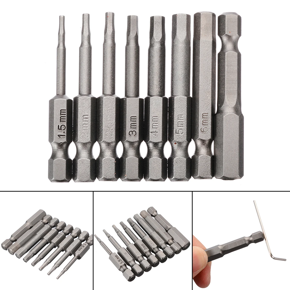 8Pcs/set Professional Magnetic Screwdriver Bits 1/4'' Hex Shank Screwdriver Bit Screw Driver 50mm H1.5-H8