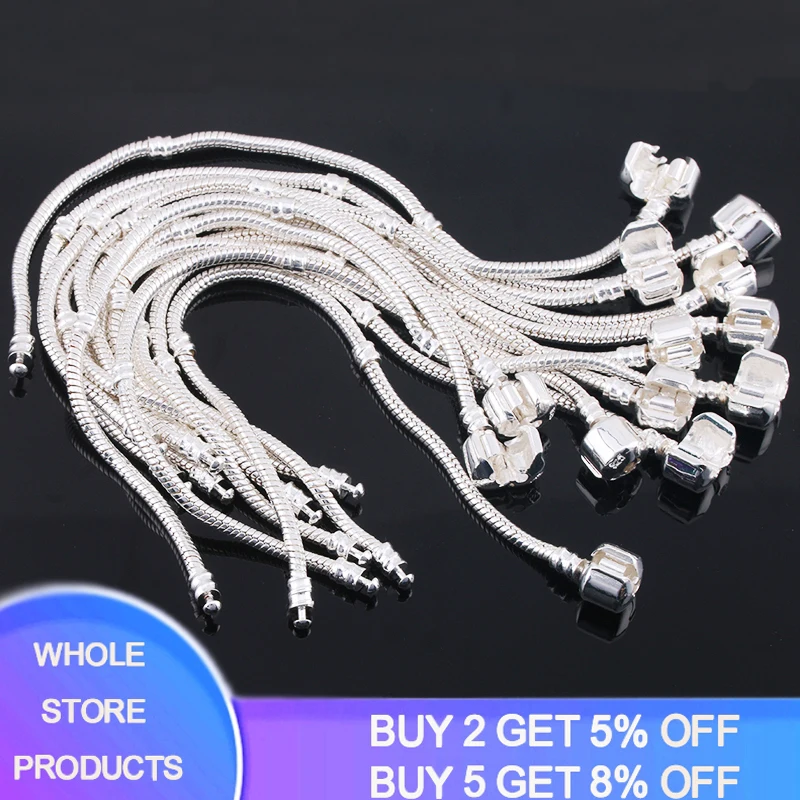 

YANHUI With Certificate Authentic 925 Silver Snake Chain Fine Bracelet Fit European Charm Bracelet For Women DIY Jewelry Making