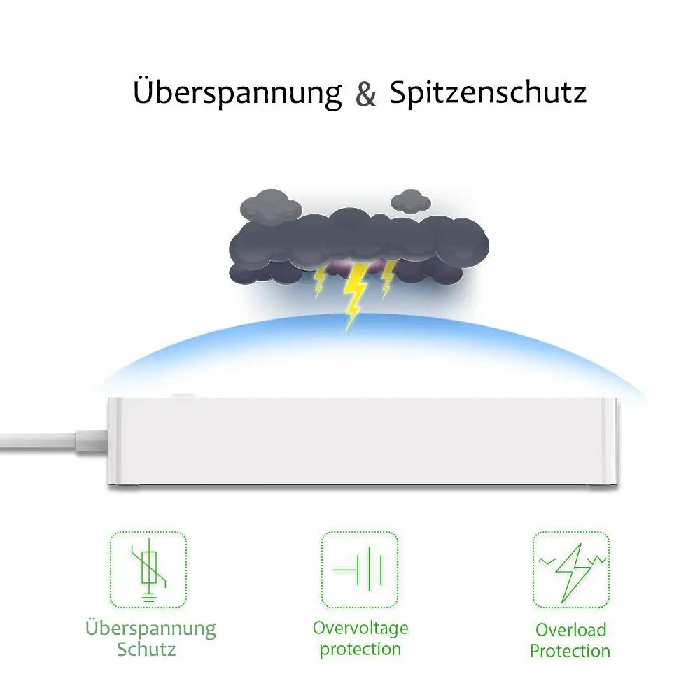 WiFi смарт Мощность полосы ЕС Стабилизатор напряжения с 6 переменного тока розетка