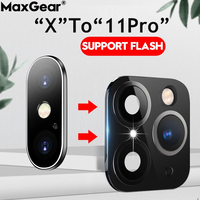 Iphone11 Fake Camera Lens Sticker Applicable For Iphone X Xs Max Seconds Change To 11 Pro Max Metal Support Flash 3d Back Film I Screen Protectors Aliexpress