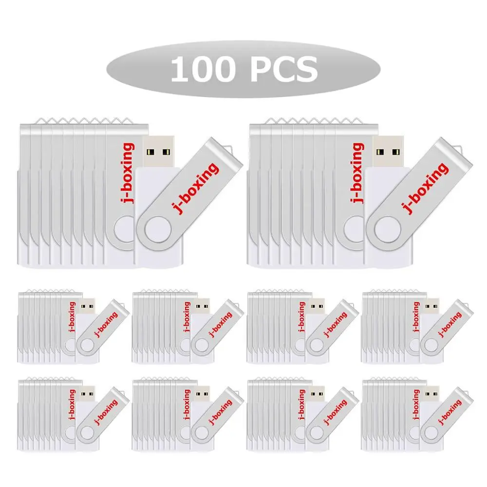 Белый J-бокс 100 шт. 8 Гб USB флеш-флешка с поворотным шарниром металлический флеш-накопитель USB карта памяти флешки для ПК Mac полная емкость 64 МБ-32 Гб - Цвет: Белый