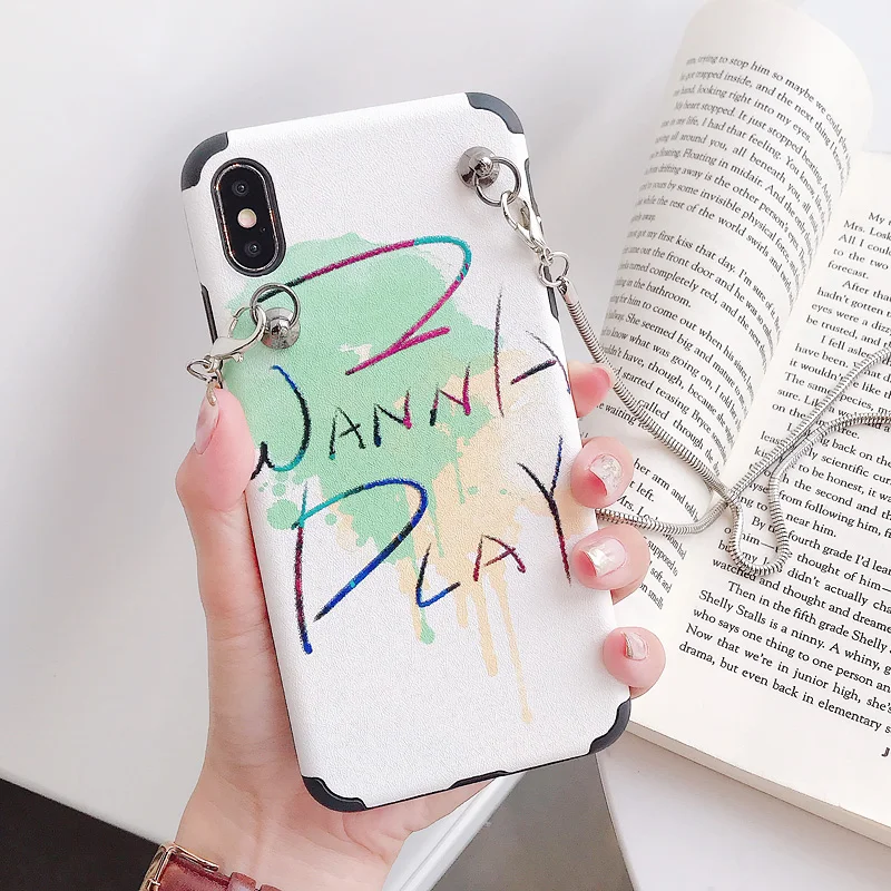 

Fashion Letter Shoulder Strap Case For iPhone 11 Pro Xs Max 6 6s 7 8 Plus X Xr Soft TPU Shockproof Crossbody Long Chain ForCarry