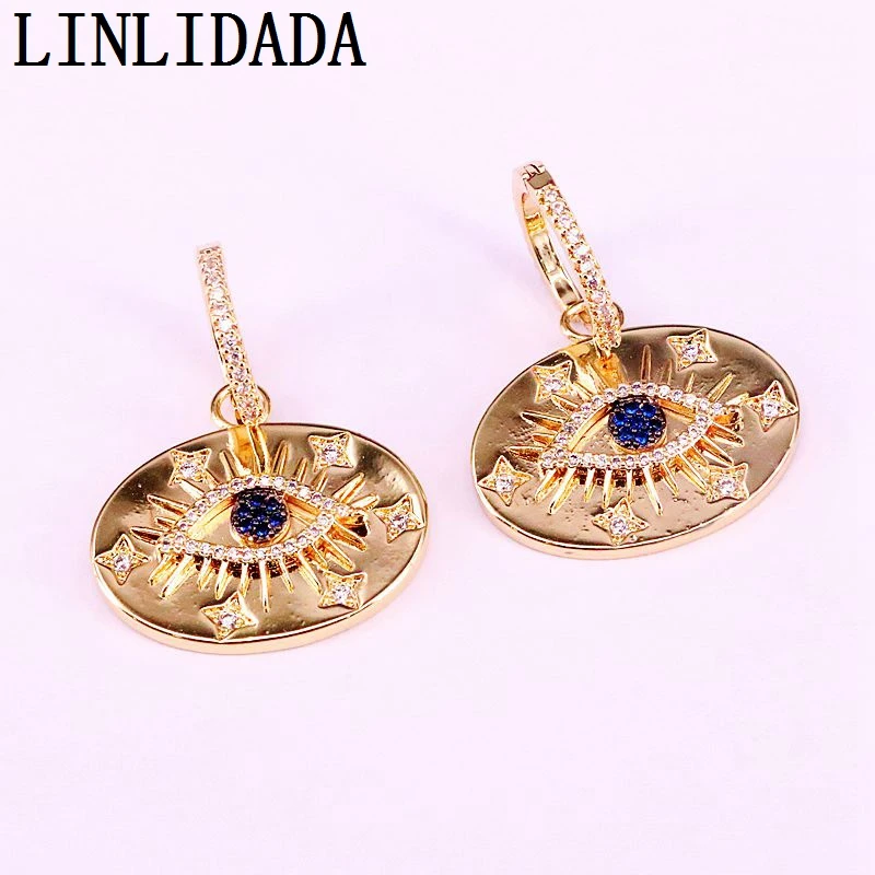

3Pair,Gold Filled Top Quality Micro Pave Zirconia CZ Eye oval shape Delicate Drop Earrings