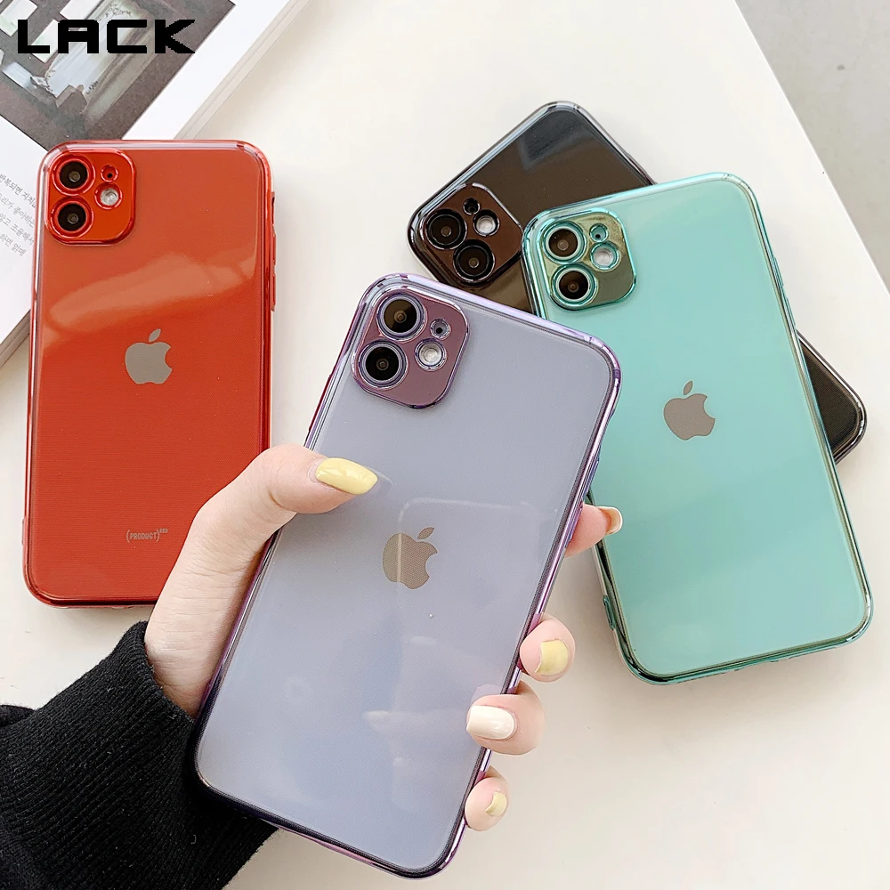 

LACK Luxury Plating Full Protection lens Candy Color Phone Case for iPhone 11 11Pro X XR XS Max 7 8 Plus Soft Couples Back Cover