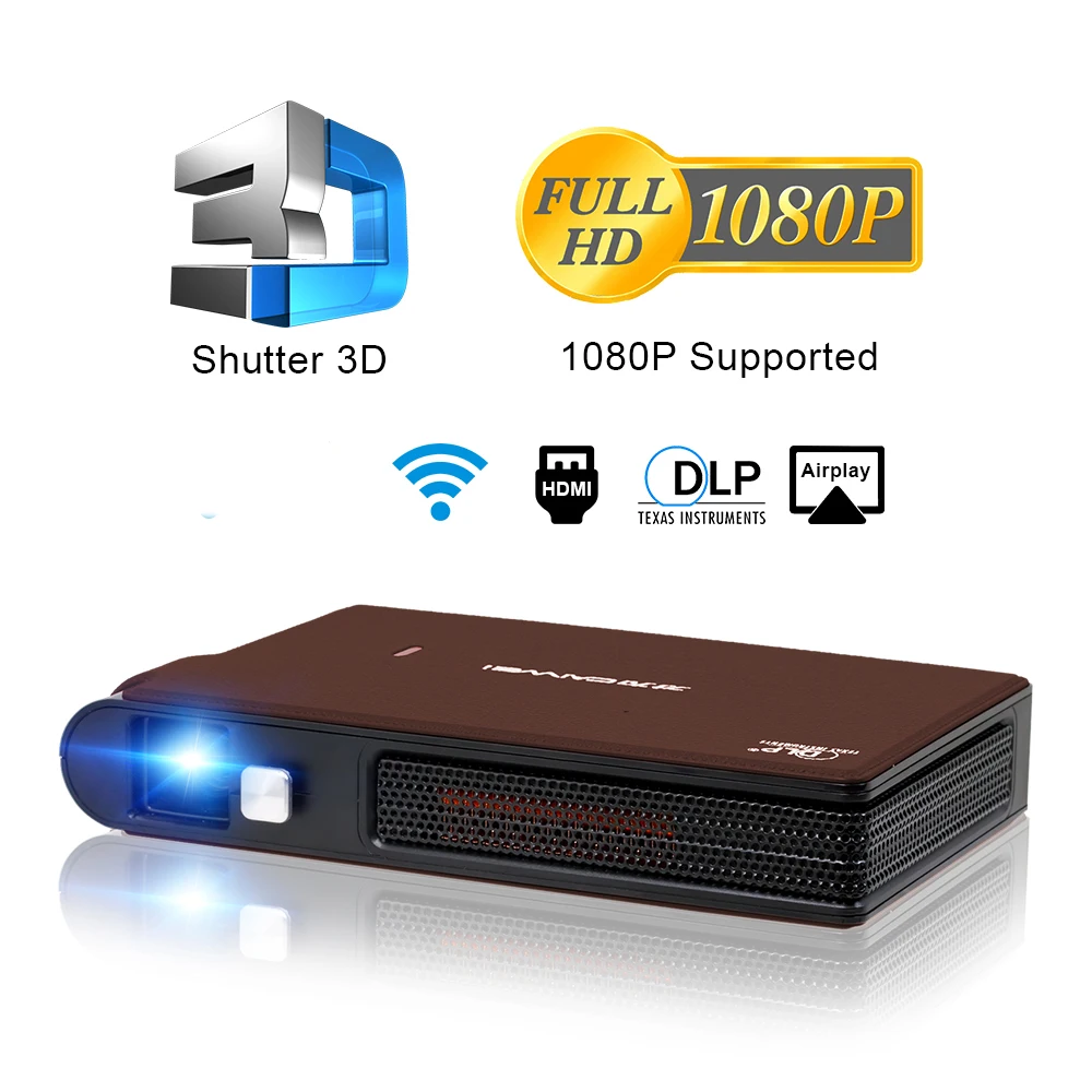 Caiwei S6W Portable Pocket Mini 3D DLP Projector LED Support Full HD Video WIFI Mobile Beamer Smartphone Home Cinema proyector