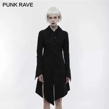 

PUNK RAVE Gothic Vintage Women Shirt Punk Rock Bat Wing Collar Blouse Club Party Women Long Sleeve Blouse Shirt