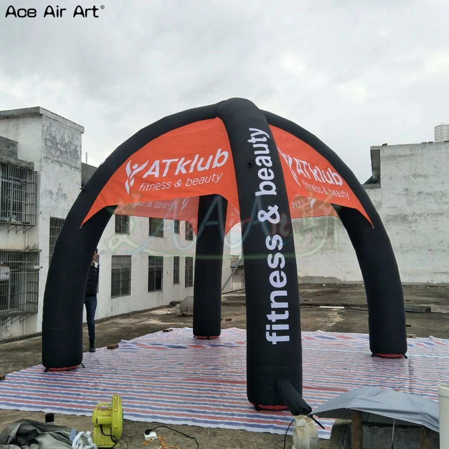 Customized 5m diameter club party tent inflatable spide dome tents with black legs and orange cover free logo text for Poland | Игрушки и