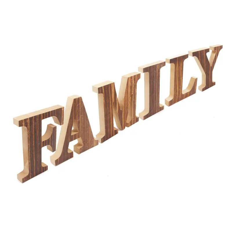 Любовь/семья отдельно стоящие декоративные деревянные буквы знак деревенский дом гостиная спальня украшения свадьба новоселье подарок - Цвет: B2