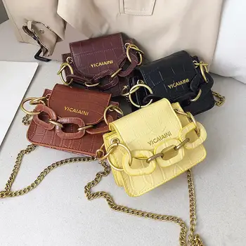

Hot Sale Shoulder Bags PU Solid Color Crossbody Women Leather Shoulder Handbag Phone Purse Korean Style Chain for Women
