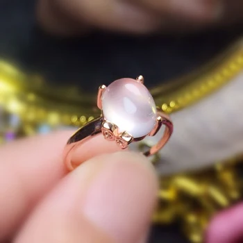 

Per jewelry Natural real rose quartz butterfly ring Free shipping 6*8mm 1.4 gemstone 925 sterling silver Fine jewelry T204232