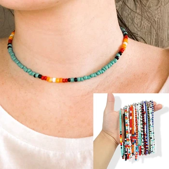 

2020 New Pearl like fashion necklace personality fashion Bohemian style spring summer lady collarbone Necklace factory wholesale