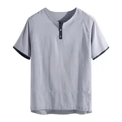 Womail 2019 Новое поступление мужские летние футболки Блузки модные из чистого хлопка и конопли удобный с коротким рукавом топы пляжная рубашка