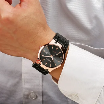 

Reloj Hombre 2020 Diamond Watch For Men WWOOR Top Brand Luxury Rose Black Stainless Steel Date Clock Man Dress Quartz WristWatch