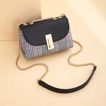 

2020 Women's Designer PU Plaid Large Capacity Shoulder Bag Gold Chain Flap Crossbody Bag Handbag Fashion Casual Bag Office Daily