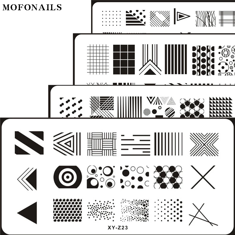 

1pc Nail Stamp Plate XY-Z Collection 6x12cm Rectangle Stamp Stamping Template Simple Geometric Trip Line Polish Image Stamp Tool