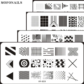

1pc Nail Stamp Plate XY-Z Collection 6x12cm Rectangle Stamp Stamping Template Simple Geometric Trip Line Polish Image Stamp Tool