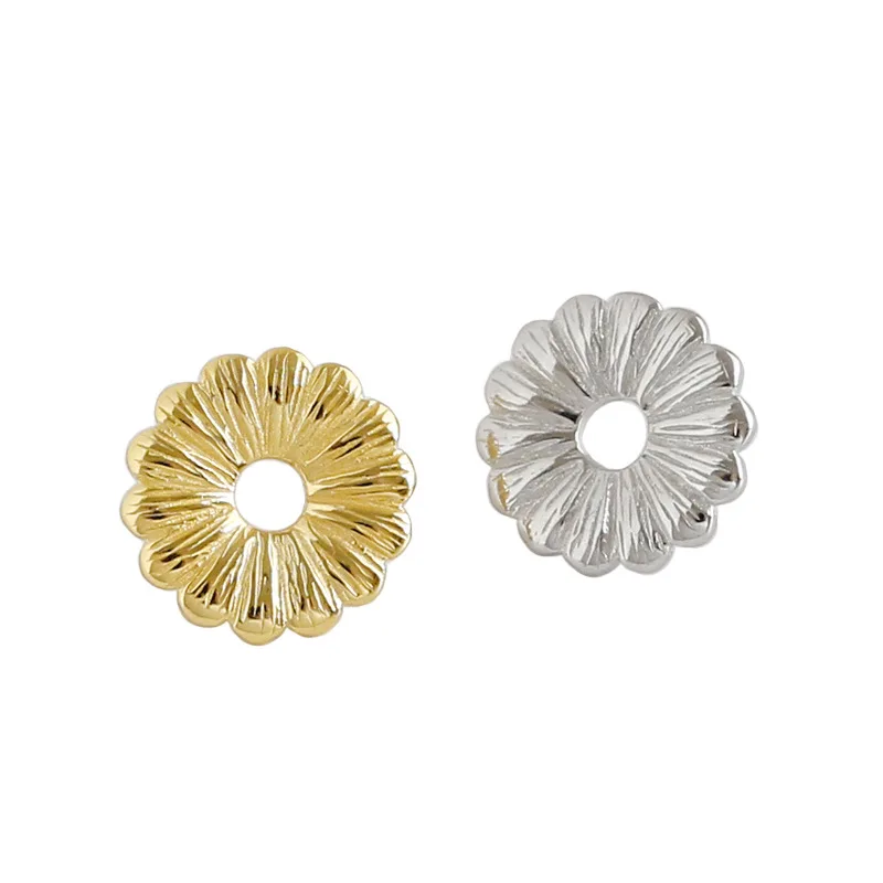 CAIYAYINU 100% 925 Sterling Silver Elegant Flower Geometric Circle Stud Earrings for Women Simple Style Daisy Statement Earrings