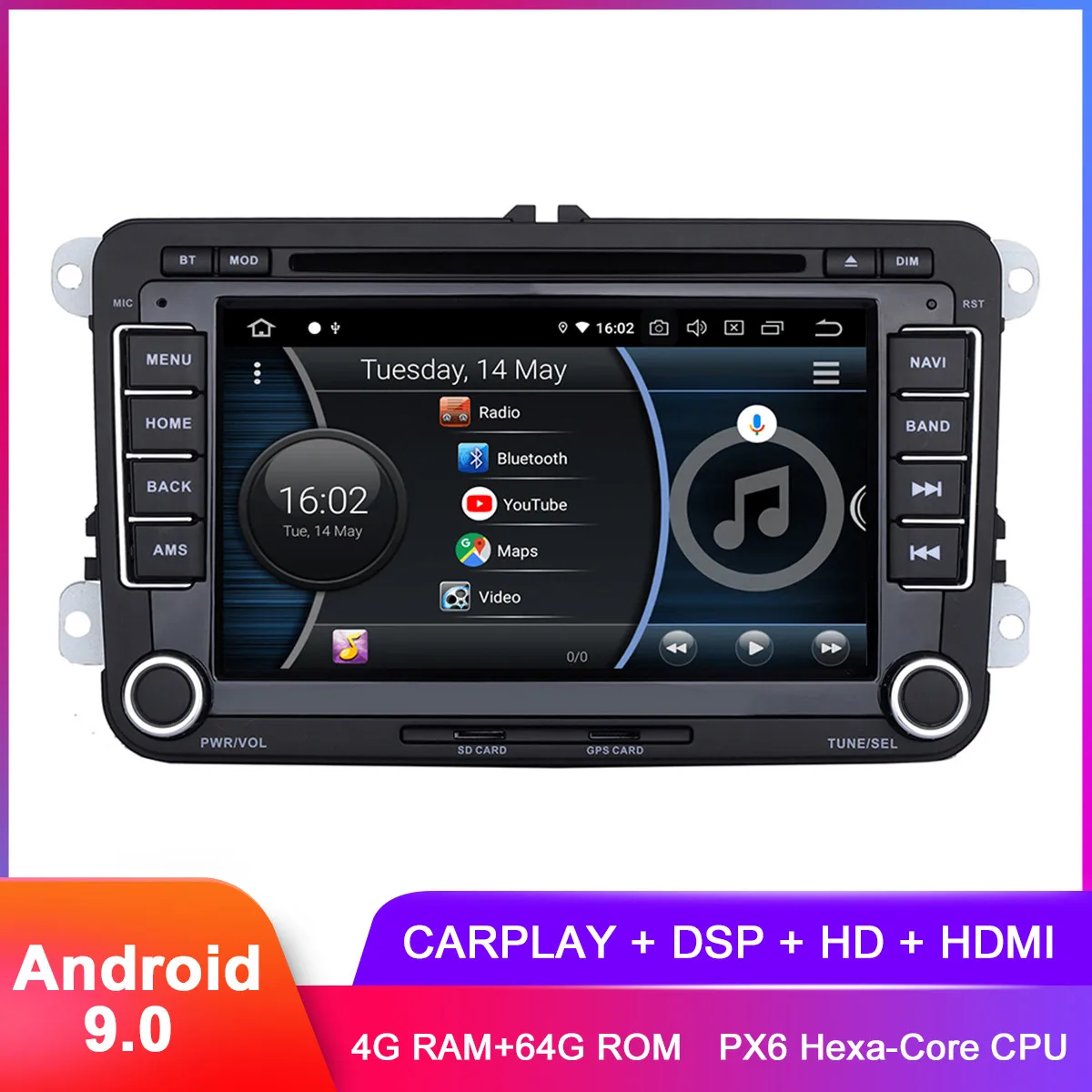 7 &quotIPS Android 9 0 автомобильный стерео GPS для Polo Eos Golf Tiguan Scirocco Passat CC Octavia Roomster Altea Leon DVD