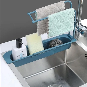 

Telescopic Sink Rack Holder Expandable Storage Drain Basket for Home Kitchen BJStore