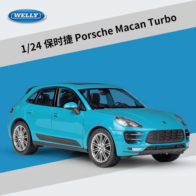 WELLY 1:24 литая металлическая Машина Porsche Macan Cayenne Turbo игрушечные автомобили SUV модель