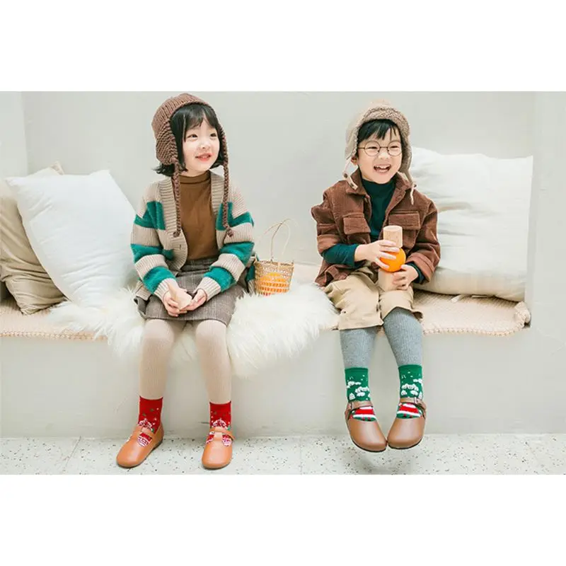 3 пары детских махровых носков для малышей, Рождественские Зимние Чулочные изделия с рисунками животных, 95AB