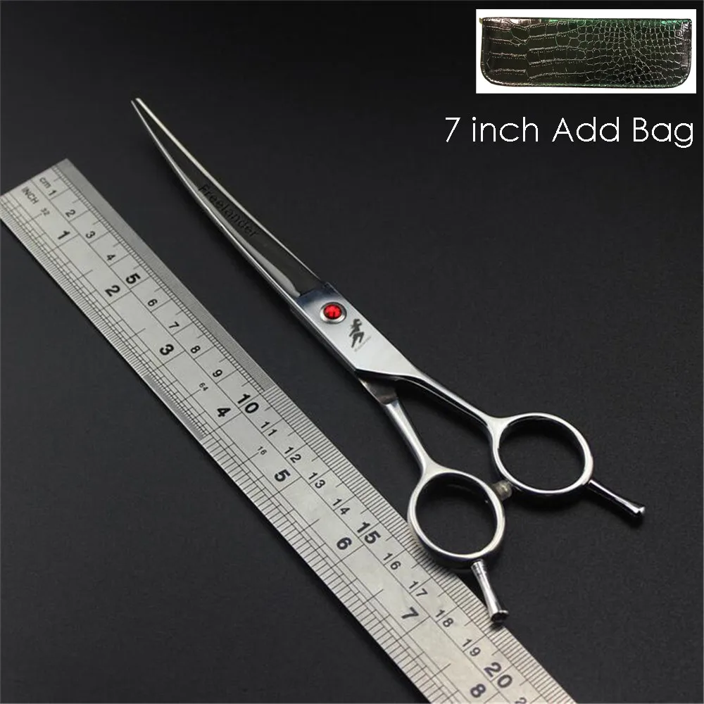 7 inch Add Bag 6/7/8/9 дюймов изогнутые ножницы Профессиональный кошка собака ножницы для домашних животных Уход за лошадьми ножницы для стрижки волос Япония 440C Животные стрижка Инструменты - Цвет: 7 inch Add Bag