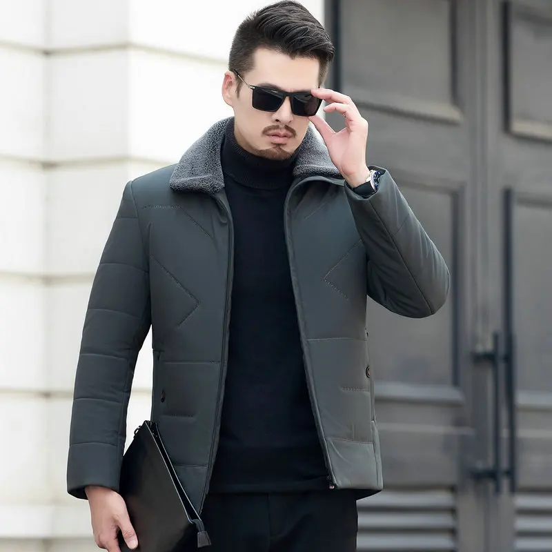Winter Men Elegant Puffer Parkas Smart Casual Puff Basic Coats Black Gray Thicken Fleece Fur Collar Lightweight Quilted Jackets Winter Men Elegant Puffer Parkas Smart Casual Puff Basic Coats Black Gray Thicken Fleece Fur Collar Lightweight Quilted Jackets