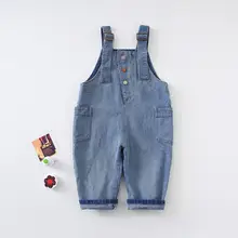 Новые модные джинсовые комбинезоны для девочек осенние модные детские штаны на возраст от 1 до 6 лет, PZ179