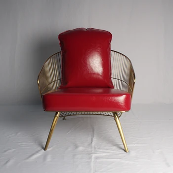 

304 stainless steel golden single sofa chair simulation microfiber leather leisure chair hotel metal furniture single sofa