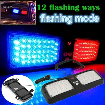 

12 Modes 86 LED Led Lights Red Blue Super Bright Police Strobe Light Car Truck Visor Strobe Flash Emergency Warning Light Flash
