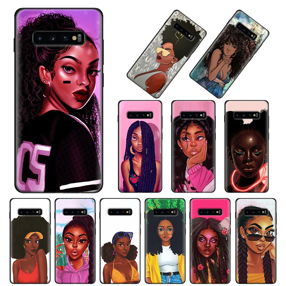 

Afro Girls Soft Case for Samsung Galaxy S10 S10e S20 Ultra S8 S9 S10 S20 Plus Note 8 9 10 Plus 5G Cover Coque