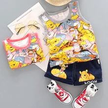 Лидер продаж, комплекты одежды для маленьких мальчиков Брендовая детская летняя одежда с рисунком медведя для мальчиков и девочек Детский комплект, хлопковая футболка+ короткие штаны