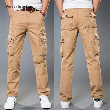 

Men New Loose Straight Cargo Pants Fashion Multi-Pocket Military Tactical male Casual overalls Joggers Trousers Plus Size 40
