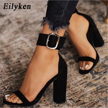 

Eilyken Summer Fashion Open Toe Ladies Shoes High Heels Women Gladiator Sandals Thick Heels Ankle Buckle Strap Leisure Pumps