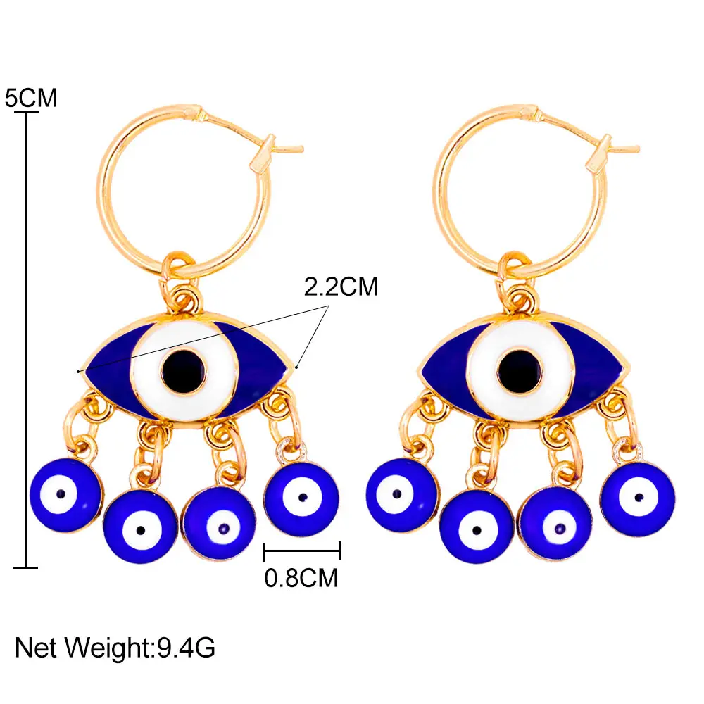Trend Boho Blue Hollow Evil Eye Hoop Earrings for Women Gold Color Crystal Eyes Circle Huggies Hoop Earring Gifts Jewelry 2022