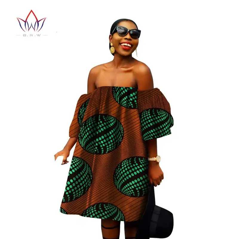 Комплект из обуви в африканском стиле платье для женщины свободные Стиль в африканском стиле; платья с вышивкой, платье с О-образным из вощенной ткани мини платье Модных Африканских Платье WY866