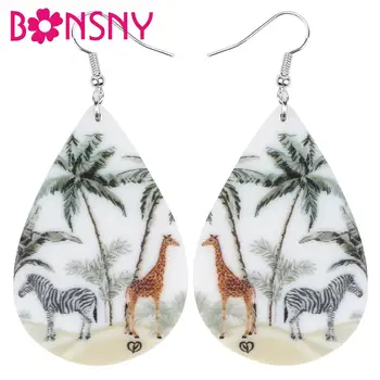 

Bonsny Acrylic Teardrop Giraffe Deer Coconut tree Earrings Animal Drop Dangle Jewelry For Women Girls Teens Kids Decoration Gift