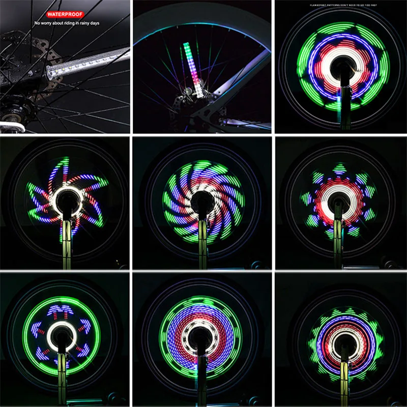 

LEADBIKE Waterproof Bicycle Spoke Light 64 LEDs 30 Patterns Double Side Display Cycling Tire Light Bike Hot Wheel Light